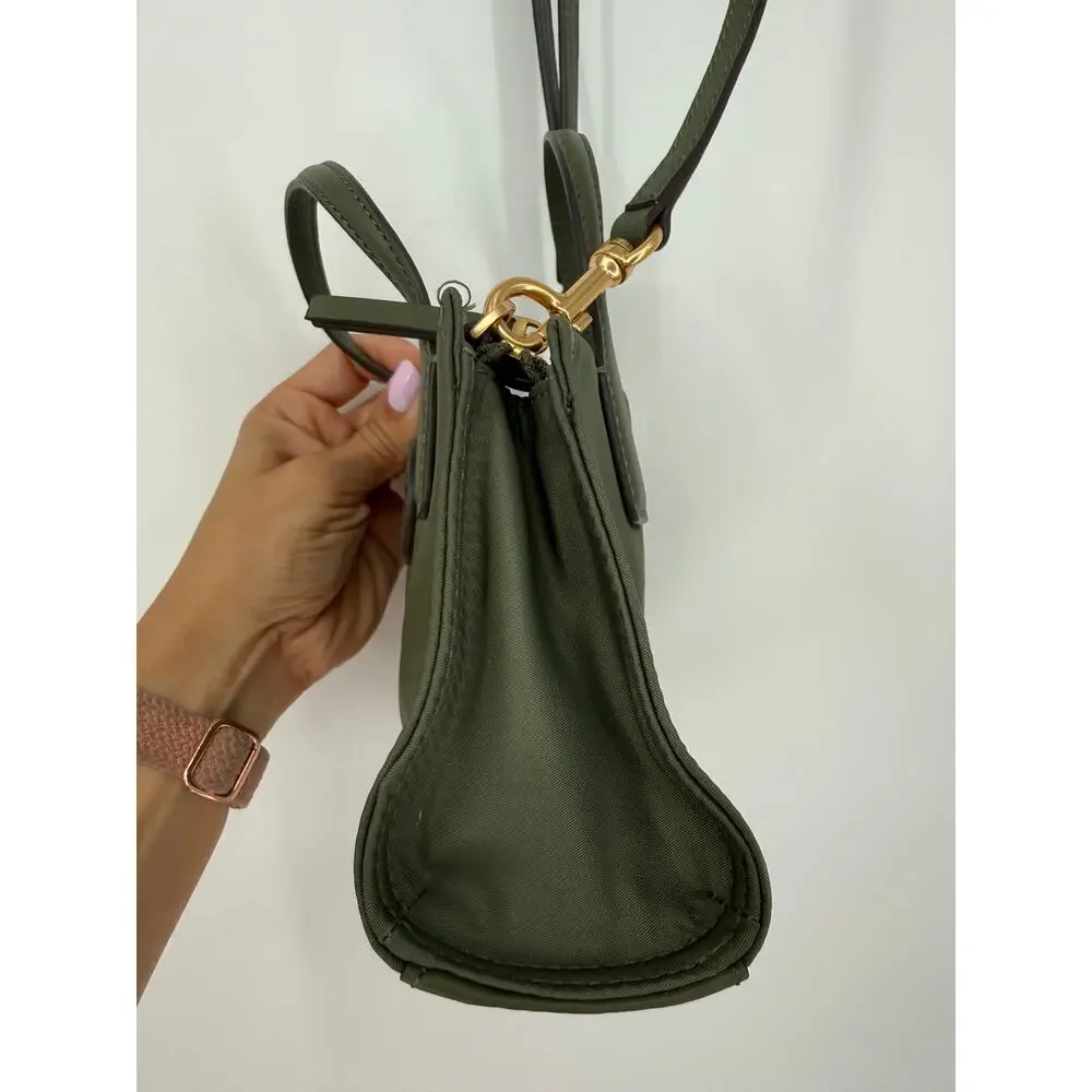 Tory Burch Ella Nylon Mini Baby Tote Purse Crossbody Strap Olive Palm Green
